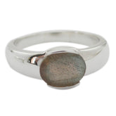 Maria Feminine Grey Solitaire Ring Sterling Silver Labradorite Gray